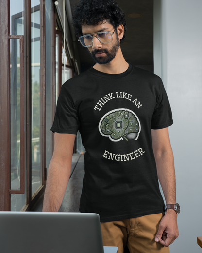 Round Nect T-Shirt Think Like An Engineer